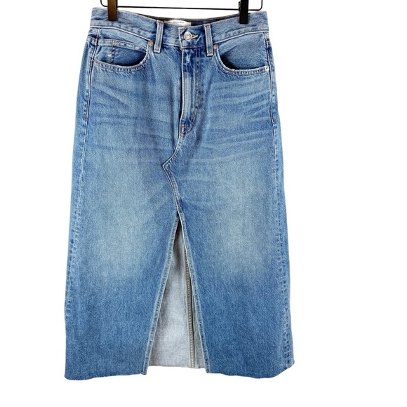 SLVRLAKE Midi Denim Skirt Front Slit Size 25 - Picture 5 of 10